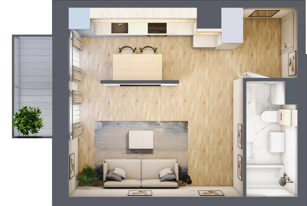 1 pokój, mieszkanie 32,54 m², piętro 1, oferta nr 01.6.M06, Mieszczańska Park, Wrocław, Nadodrze, ul. Dmowskiego