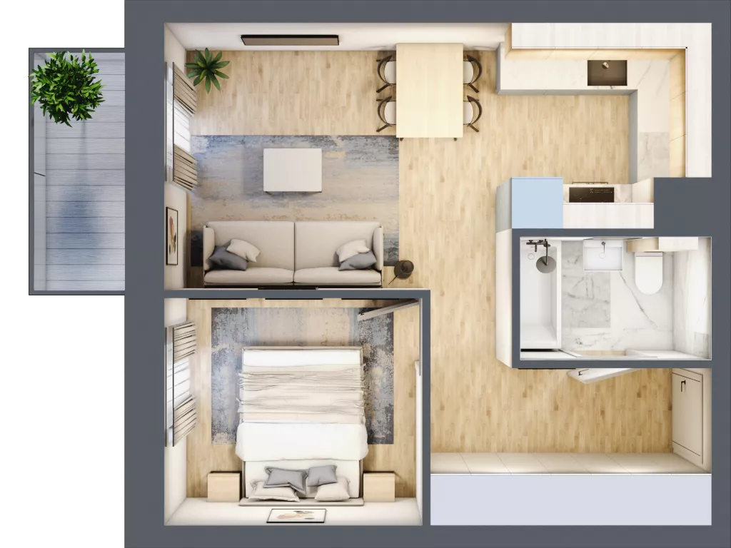 2 pokoje, mieszkanie 36,03 m², piętro 1, oferta nr 01.6.M08, Mieszczańska Park, Wrocław, Nadodrze, ul. Dmowskiego