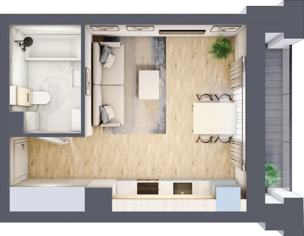 1 pokój, mieszkanie 25,59 m², piętro 2, oferta nr 02.1.M02, Mieszczańska Park, Wrocław, Nadodrze, ul. Dmowskiego