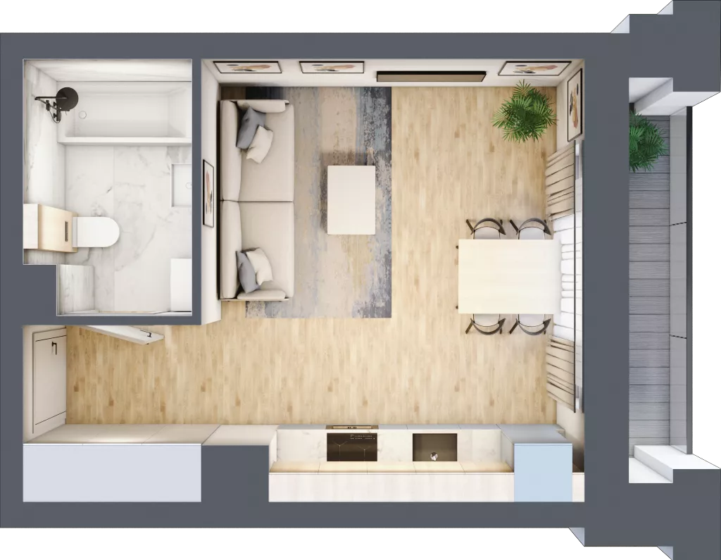1 pokój, mieszkanie 25,57 m², piętro 2, oferta nr 02.1.M03, Mieszczańska Park, Wrocław, Nadodrze, ul. Dmowskiego