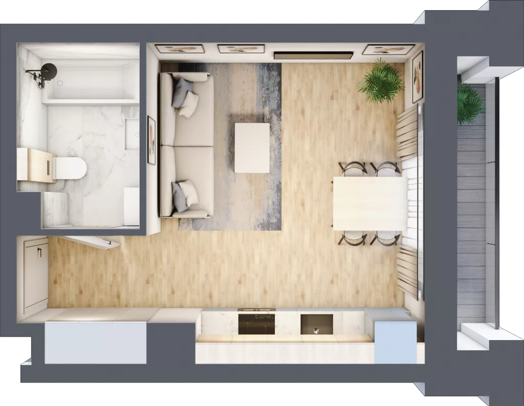 1 pokój, mieszkanie 25,33 m², piętro 2, oferta nr 02.1.M04, Mieszczańska Park, Wrocław, Nadodrze, ul. Dmowskiego