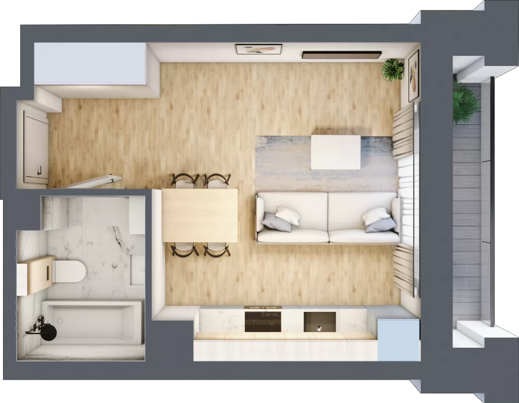 1 pokój, mieszkanie 25,45 m², piętro 2, oferta nr 02.1.M05, Mieszczańska Park, Wrocław, Nadodrze, ul. Dmowskiego