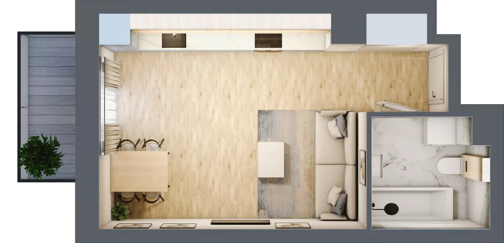 1 pokój, mieszkanie 28,84 m², piętro 2, oferta nr 02.1.M10, Mieszczańska Park, Wrocław, Nadodrze, ul. Dmowskiego