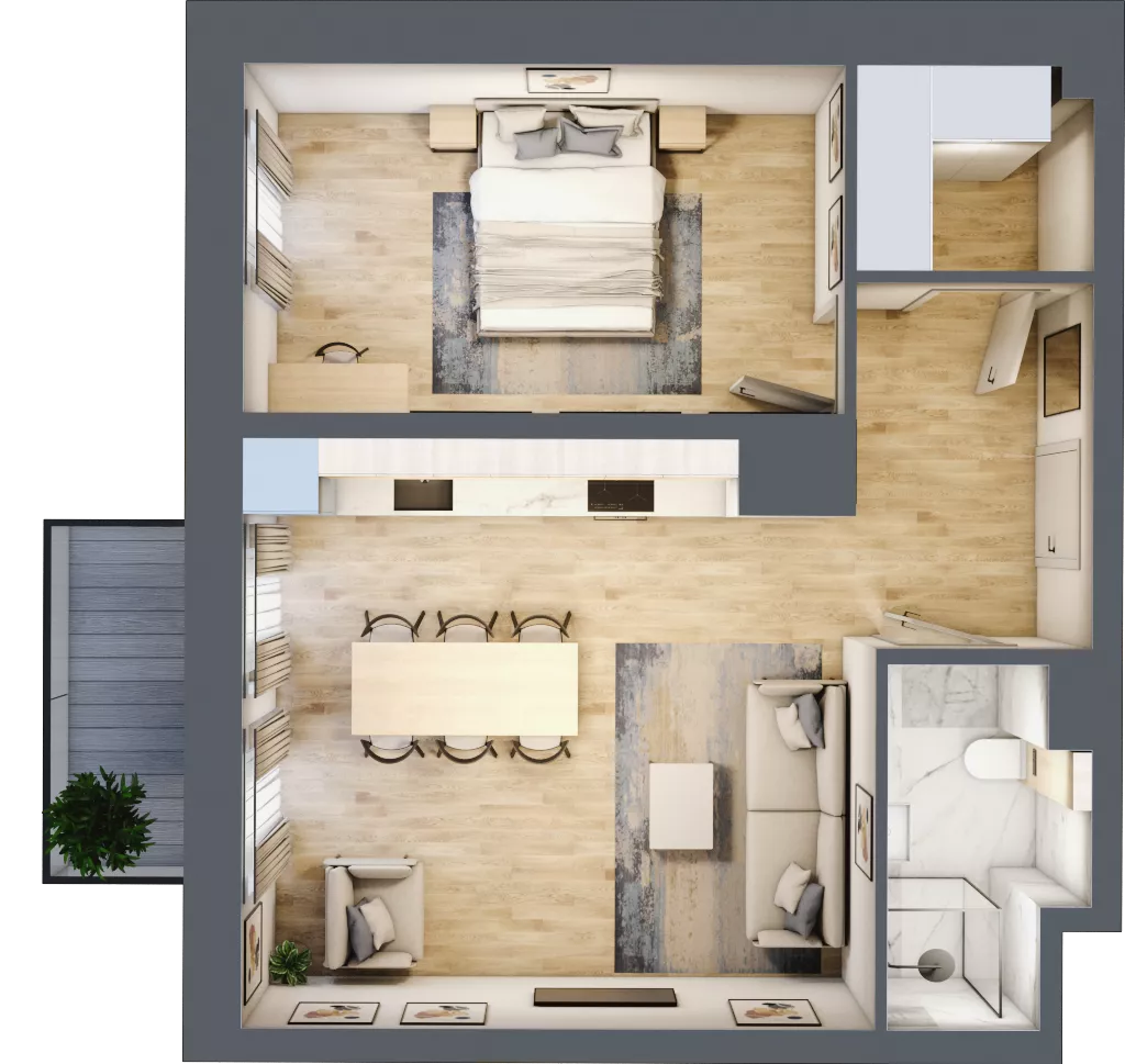 2 pokoje, mieszkanie 50,87 m², piętro 2, oferta nr 02.1.M11, Mieszczańska Park, Wrocław, Nadodrze, ul. Dmowskiego