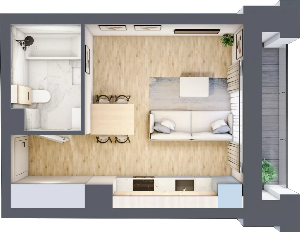 1 pokój, mieszkanie 25,56 m², piętro 2, oferta nr 02.2.M02, Mieszczańska Park, Wrocław, Nadodrze, ul. Dmowskiego