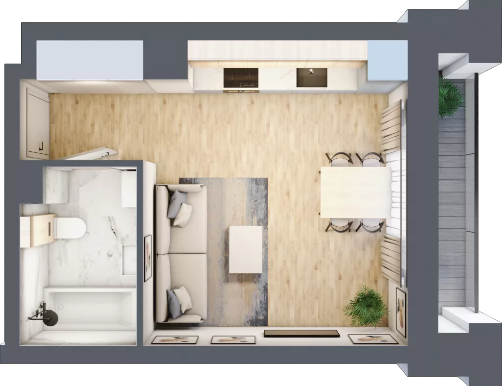 1 pokój, mieszkanie 25,43 m², piętro 2, oferta nr 02.2.M03, Mieszczańska Park, Wrocław, Nadodrze, ul. Dmowskiego