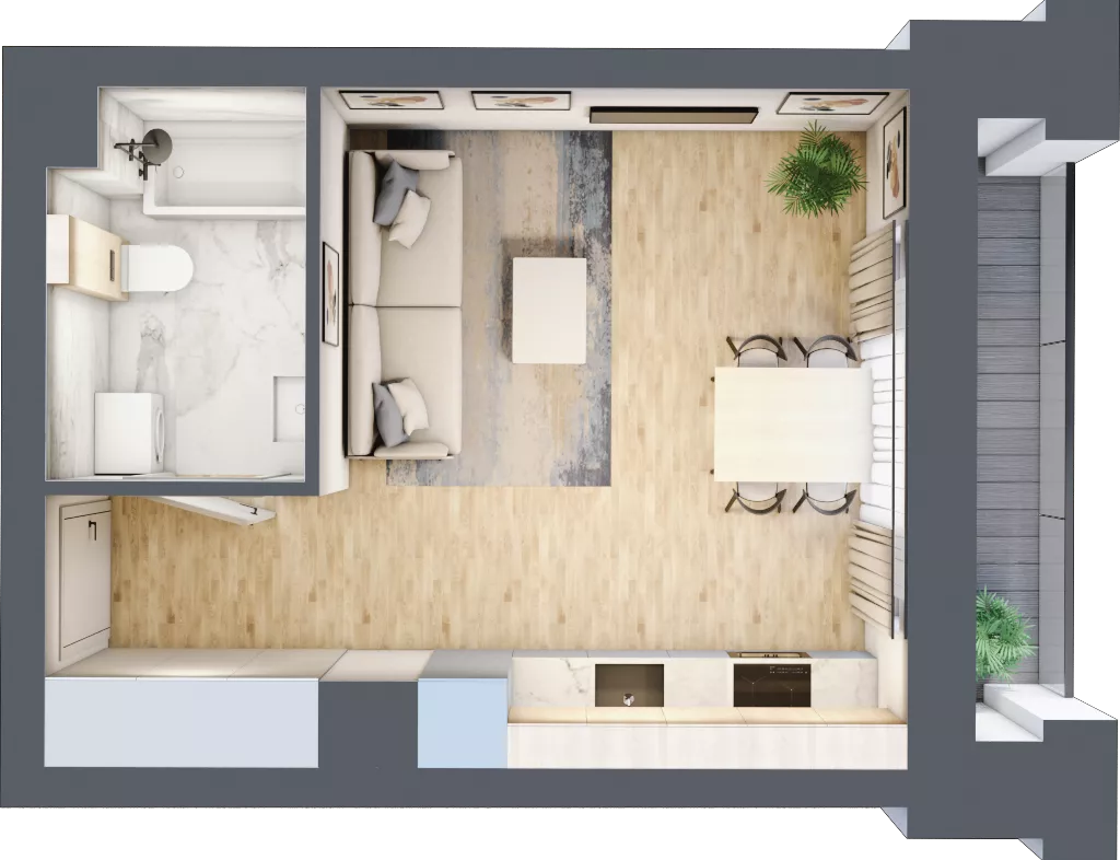1 pokój, mieszkanie 25,61 m², piętro 2, oferta nr 02.2.M04, Mieszczańska Park, Wrocław, Nadodrze, ul. Dmowskiego