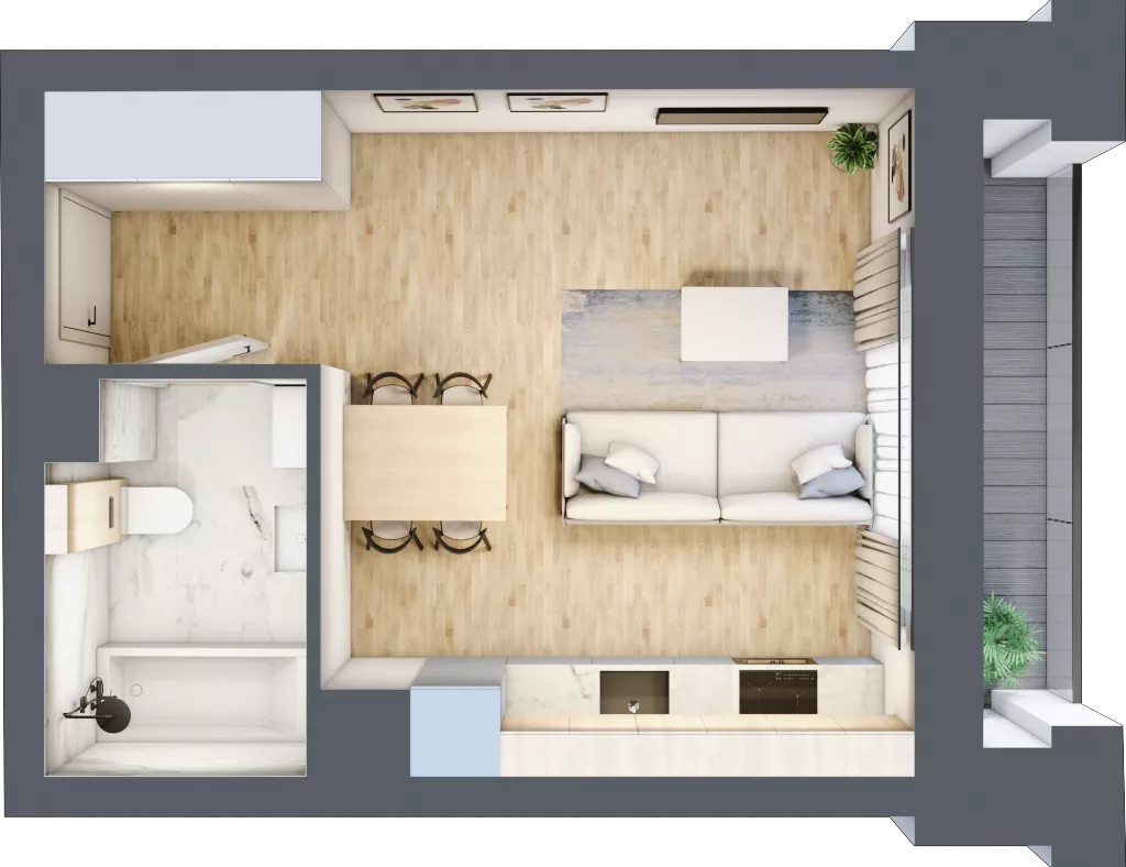1 pokój, mieszkanie 25,61 m², piętro 2, oferta nr 02.2.M05, Mieszczańska Park, Wrocław, Nadodrze, ul. Dmowskiego