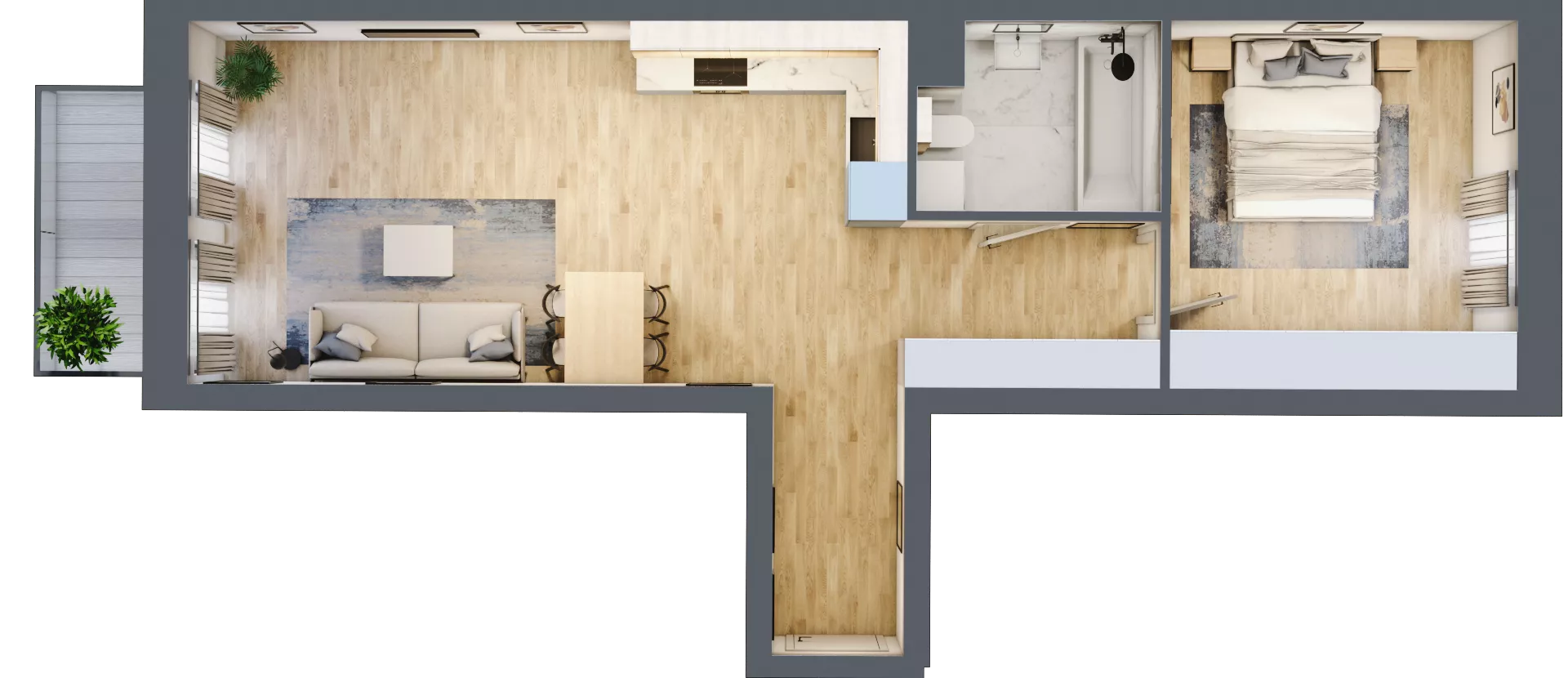 2 pokoje, mieszkanie 51,74 m², piętro 2, oferta nr 02.3.M02, Mieszczańska Park, Wrocław, Nadodrze, ul. Dmowskiego