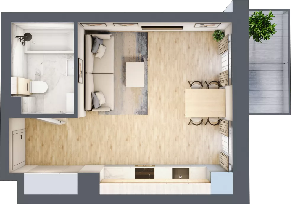 1 pokój, mieszkanie 28,15 m², piętro 2, oferta nr 02.3.M03, Mieszczańska Park, Wrocław, Nadodrze, ul. Dmowskiego