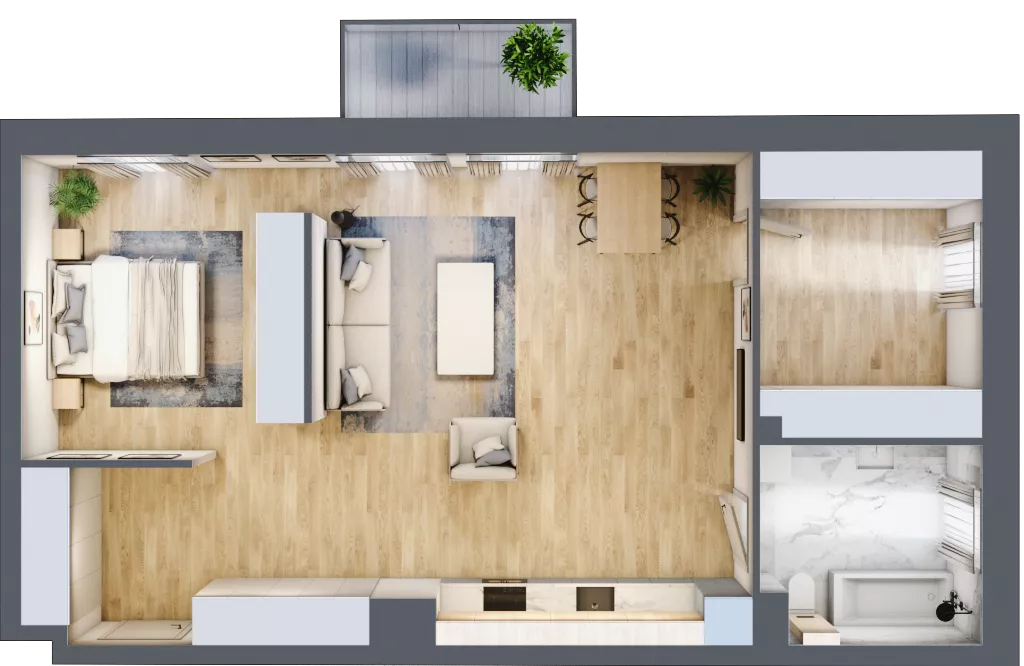 1 pokój, mieszkanie 74,04 m², piętro 2, oferta nr 02.3.M05, Mieszczańska Park, Wrocław, Nadodrze, ul. Dmowskiego