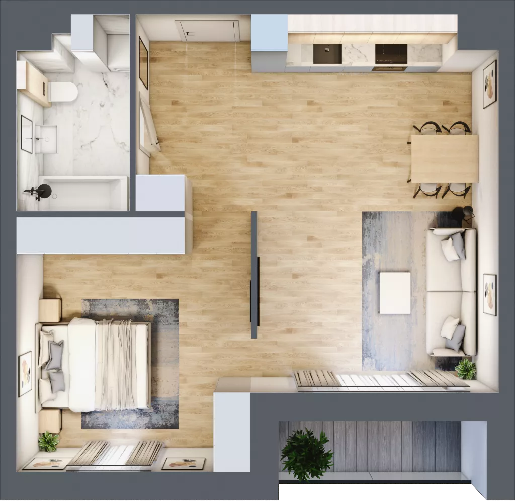 1 pokój, mieszkanie 52,32 m², piętro 2, oferta nr 02.3.M07, Mieszczańska Park, Wrocław, Nadodrze, ul. Dmowskiego