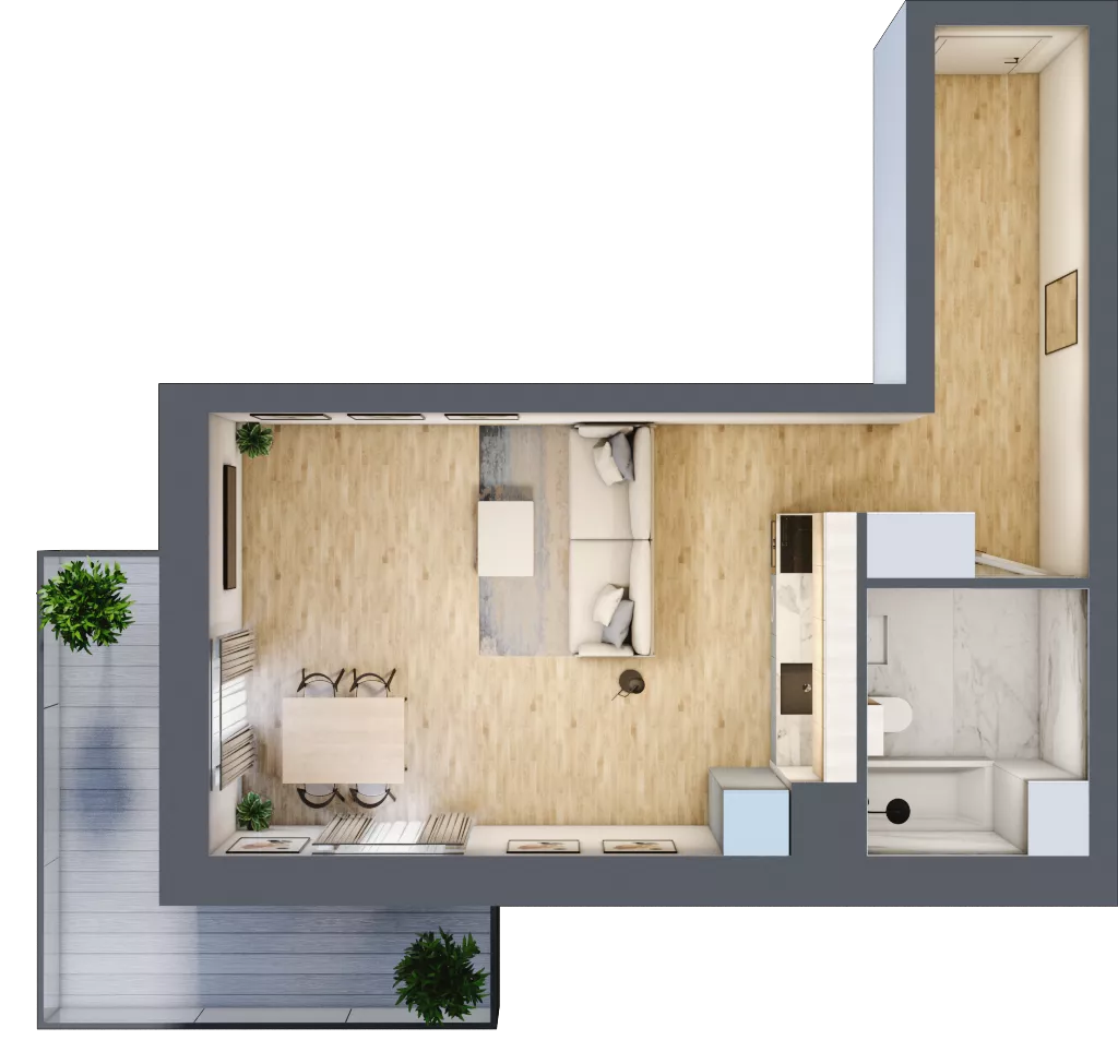 1 pokój, mieszkanie 36,98 m², piętro 2, oferta nr 02.4.M04, Mieszczańska Park, Wrocław, Nadodrze, ul. Dmowskiego