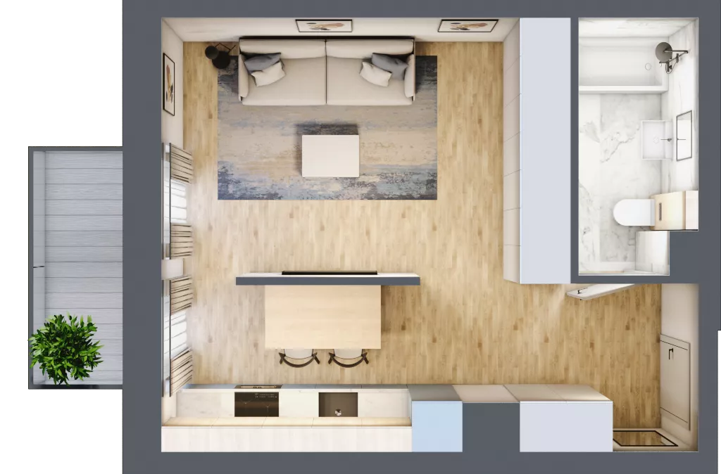 1 pokój, mieszkanie 32,11 m², piętro 2, oferta nr 02.4.M07, Mieszczańska Park, Wrocław, Nadodrze, ul. Dmowskiego