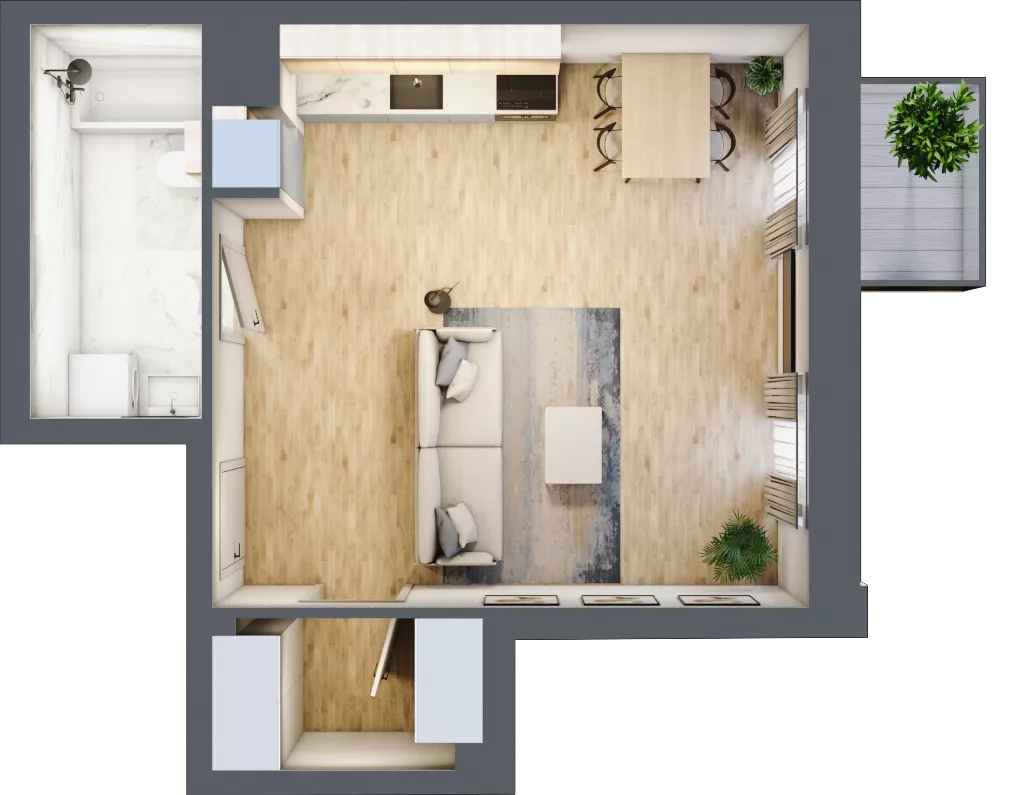 1 pokój, mieszkanie 35,37 m², piętro 2, oferta nr 02.4.M08, Mieszczańska Park, Wrocław, Nadodrze, ul. Dmowskiego