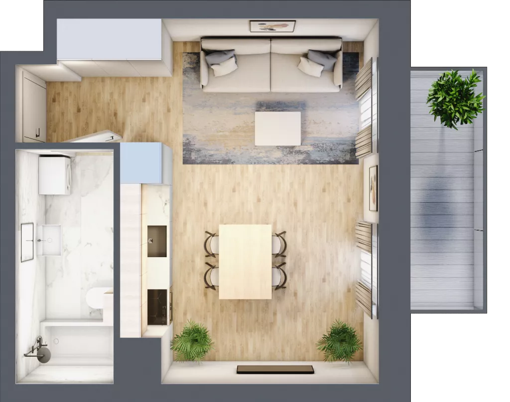 1 pokój, mieszkanie 26,95 m², piętro 2, oferta nr 02.5.M05, Mieszczańska Park, Wrocław, Nadodrze, ul. Dmowskiego