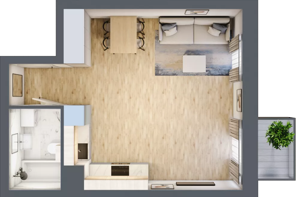 1 pokój, mieszkanie 33,68 m², piętro 2, oferta nr 02.5.M06, Mieszczańska Park, Wrocław, Nadodrze, ul. Dmowskiego