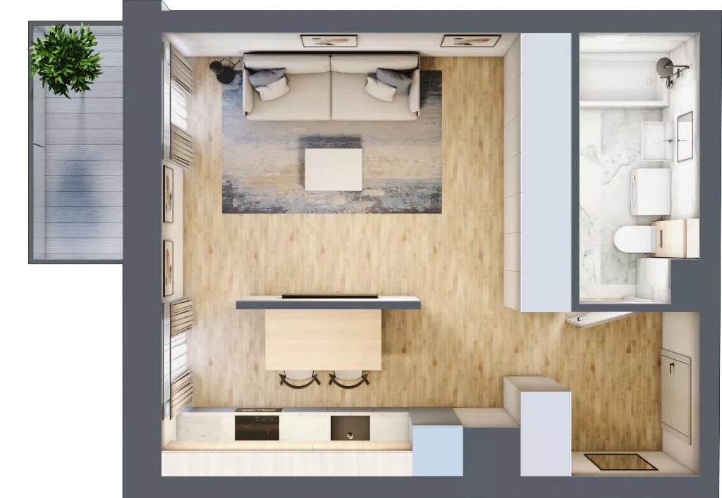 1 pokój, mieszkanie 32,46 m², piętro 2, oferta nr 02.5.M13, Mieszczańska Park, Wrocław, Nadodrze, ul. Dmowskiego