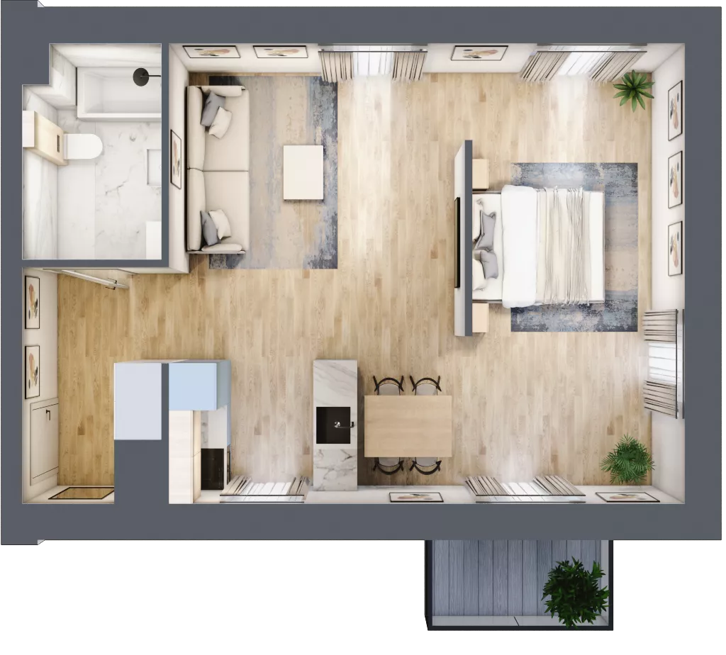 1 pokój, mieszkanie 47,95 m², piętro 2, oferta nr 02.5.M14, Mieszczańska Park, Wrocław, Nadodrze, ul. Dmowskiego
