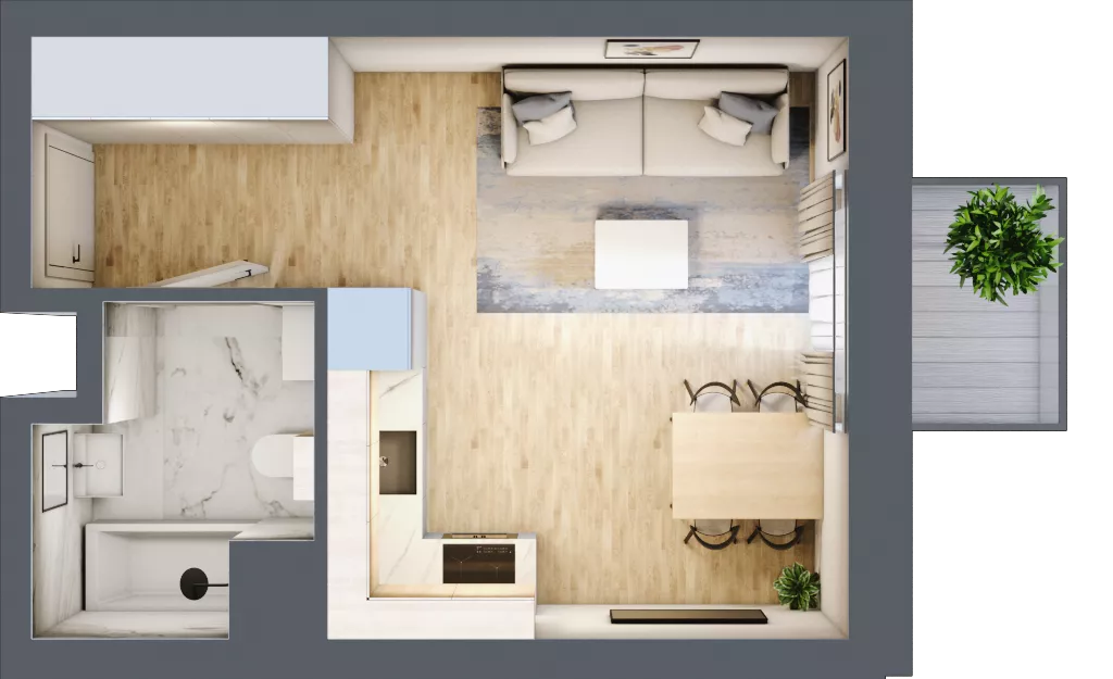 1 pokój, mieszkanie 25,13 m², piętro 2, oferta nr 02.6.M03, Mieszczańska Park, Wrocław, Nadodrze, ul. Dmowskiego