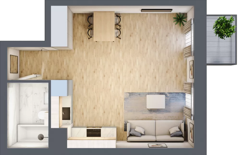 1 pokój, mieszkanie 33,23 m², piętro 2, oferta nr 02.6.M05, Mieszczańska Park, Wrocław, Nadodrze, ul. Dmowskiego