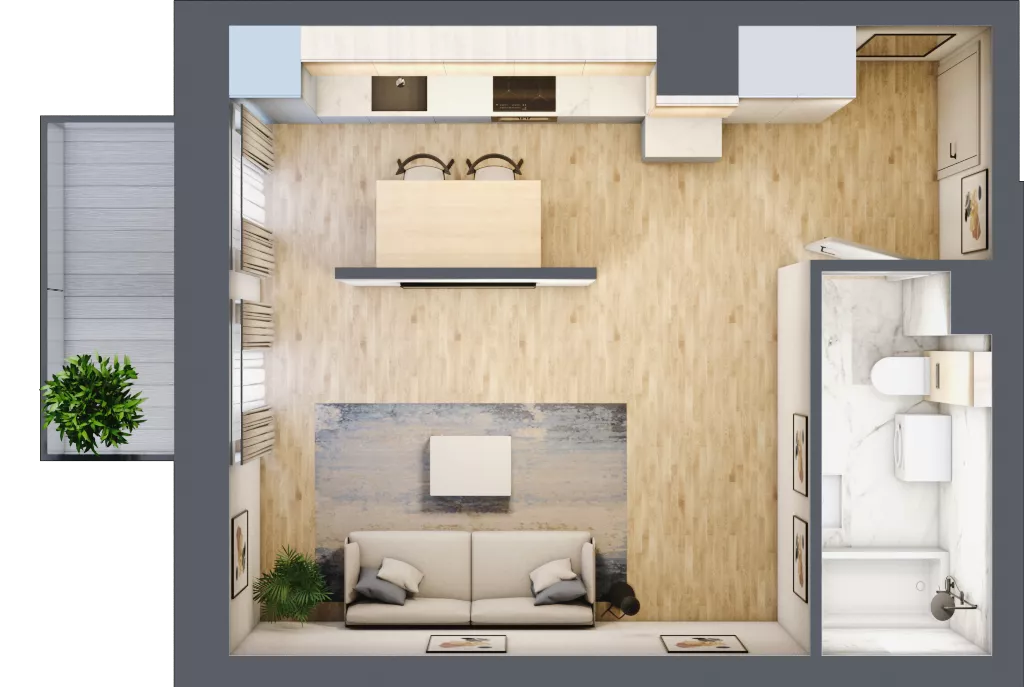 1 pokój, mieszkanie 32,54 m², piętro 2, oferta nr 02.6.M06, Mieszczańska Park, Wrocław, Nadodrze, ul. Dmowskiego
