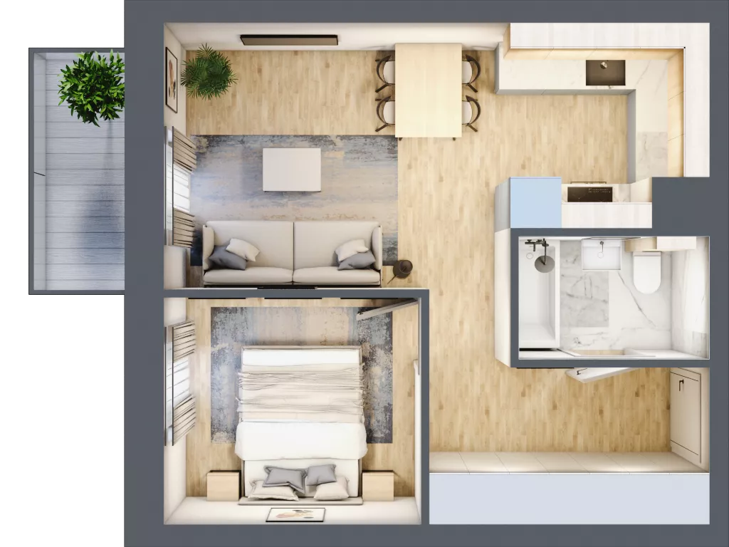 2 pokoje, mieszkanie 36,03 m², piętro 2, oferta nr 02.6.M08, Mieszczańska Park, Wrocław, Nadodrze, ul. Dmowskiego