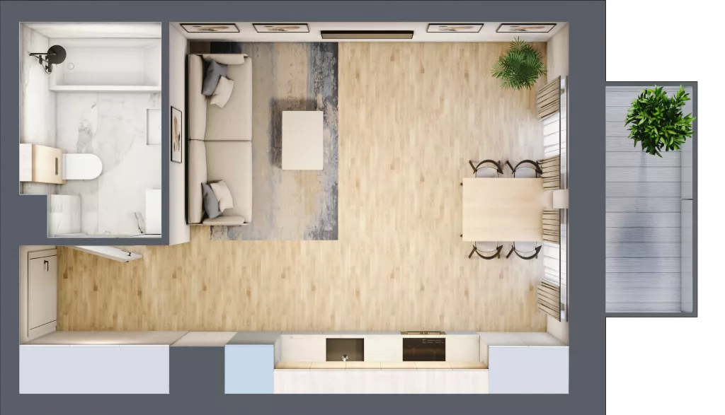 1 pokój, mieszkanie 29,93 m², piętro 3, oferta nr 03.1.M02, Mieszczańska Park, Wrocław, Nadodrze, ul. Dmowskiego