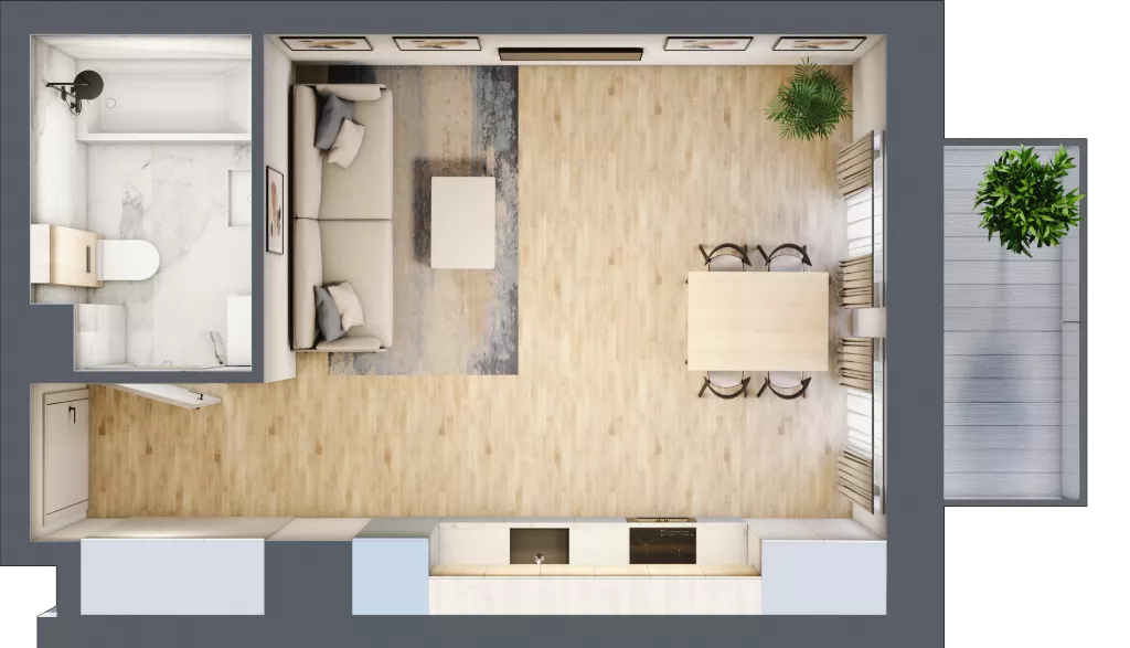 1 pokój, mieszkanie 29,69 m², piętro 3, oferta nr 03.1.M04, Mieszczańska Park, Wrocław, Nadodrze, ul. Dmowskiego