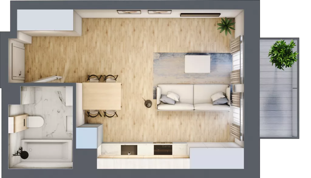 1 pokój, mieszkanie 29,79 m², piętro 3, oferta nr 03.1.M05, Mieszczańska Park, Wrocław, Nadodrze, ul. Dmowskiego