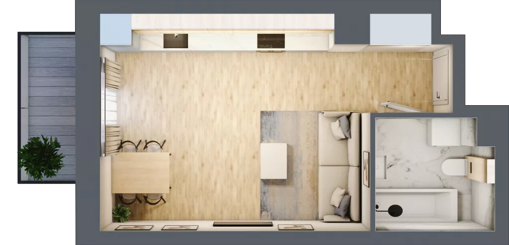1 pokój, mieszkanie 28,84 m², piętro 3, oferta nr 03.1.M10, Mieszczańska Park, Wrocław, Nadodrze, ul. Dmowskiego