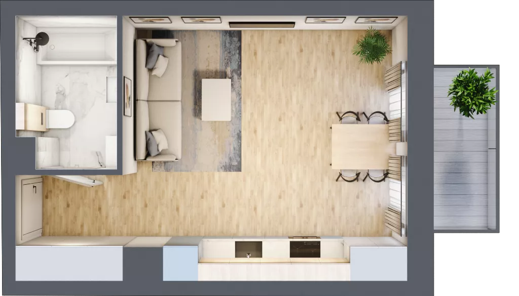 1 pokój, mieszkanie 29,91 m², piętro 3, oferta nr 03.2.M02, Mieszczańska Park, Wrocław, Nadodrze, ul. Dmowskiego