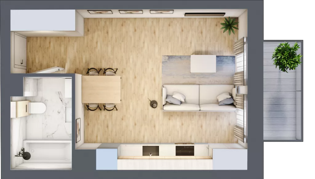 1 pokój, mieszkanie 29,96 m², piętro 3, oferta nr 03.2.M05, Mieszczańska Park, Wrocław, Nadodrze, ul. Dmowskiego