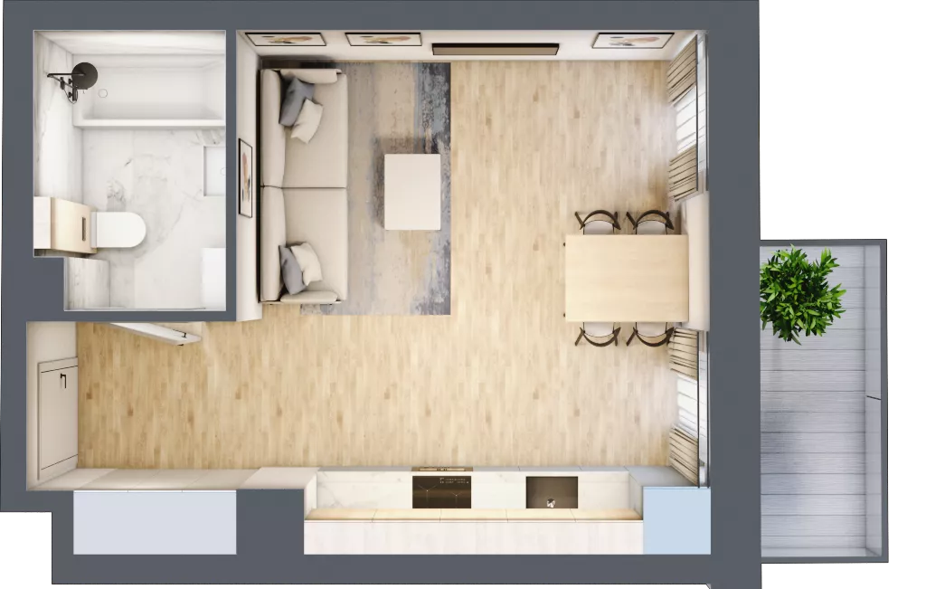 1 pokój, mieszkanie 28,15 m², piętro 3, oferta nr 03.3.M03, Mieszczańska Park, Wrocław, Nadodrze, ul. Dmowskiego