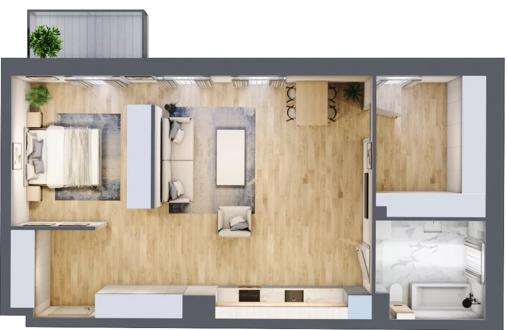 1 pokój, mieszkanie 74,05 m², piętro 3, oferta nr 03.3.M05, Mieszczańska Park, Wrocław, Nadodrze, ul. Dmowskiego