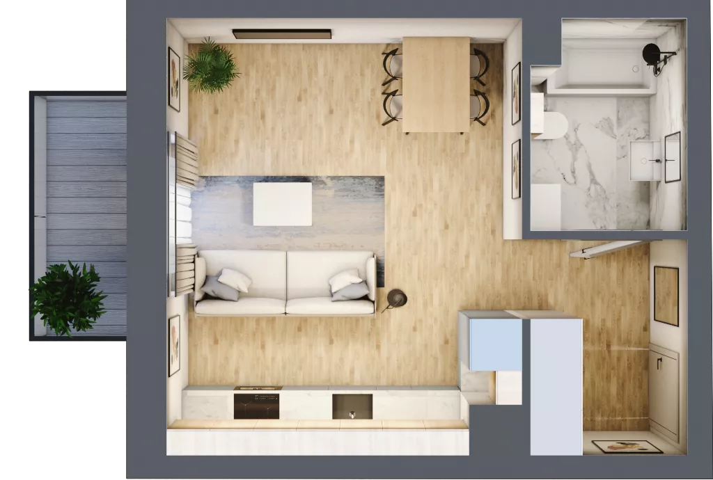1 pokój, mieszkanie 29,21 m², piętro 3, oferta nr 03.4.M01, Mieszczańska Park, Wrocław, Nadodrze, ul. Dmowskiego