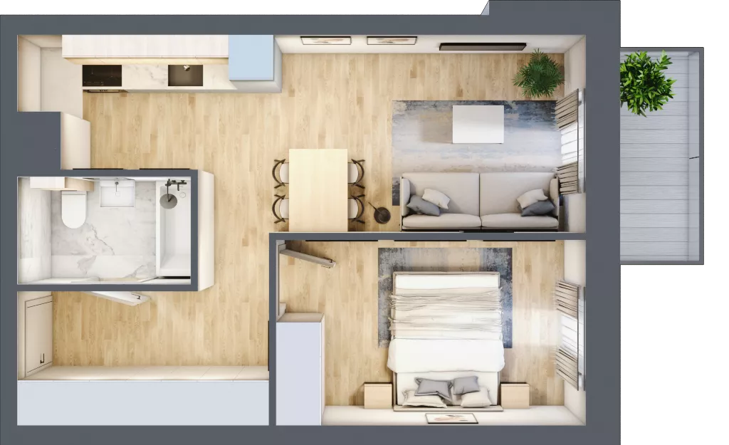 2 pokoje, mieszkanie 38,23 m², piętro 3, oferta nr 03.4.M03, Mieszczańska Park, Wrocław, Nadodrze, ul. Dmowskiego