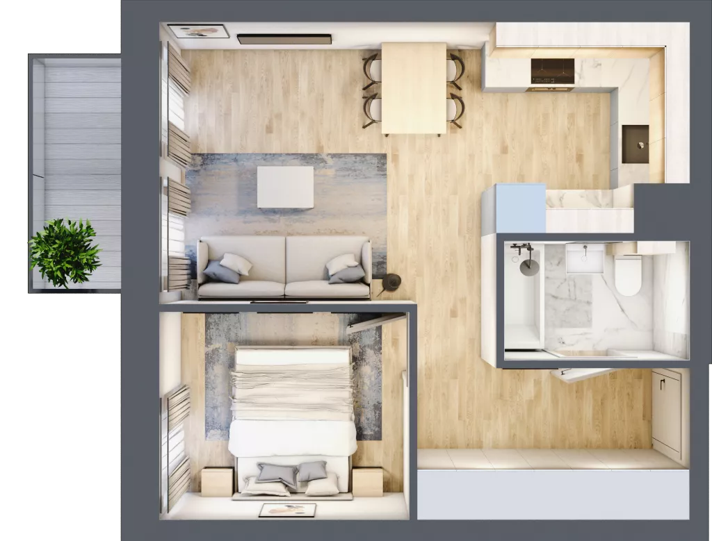 2 pokoje, mieszkanie 36,89 m², piętro 3, oferta nr 03.4.M05, Mieszczańska Park, Wrocław, Nadodrze, ul. Dmowskiego