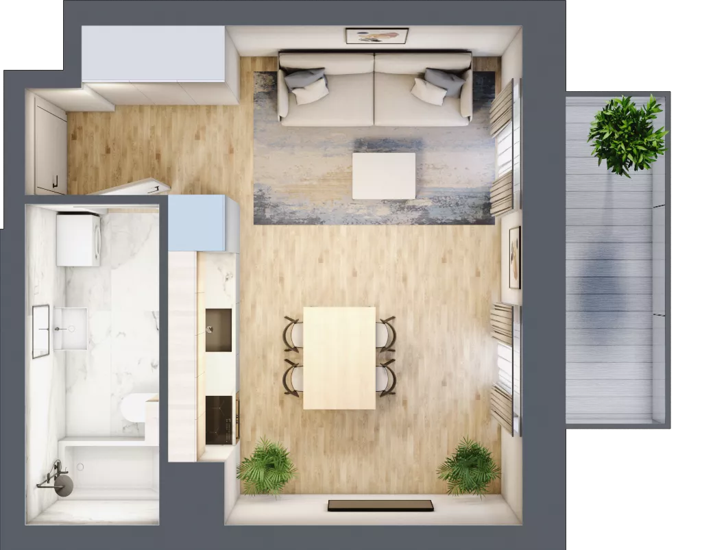 1 pokój, mieszkanie 26,95 m², piętro 3, oferta nr 03.5.M05, Mieszczańska Park, Wrocław, Nadodrze, ul. Dmowskiego
