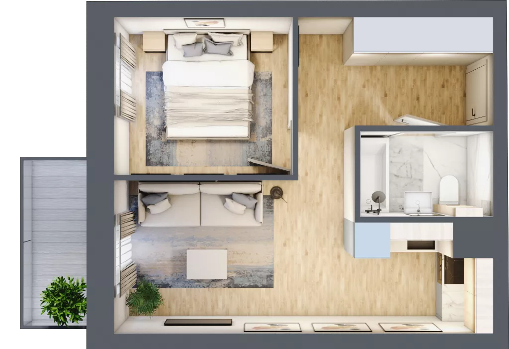 2 pokoje, mieszkanie 32,52 m², piętro 3, oferta nr 03.5.M07, Mieszczańska Park, Wrocław, Nadodrze, ul. Dmowskiego