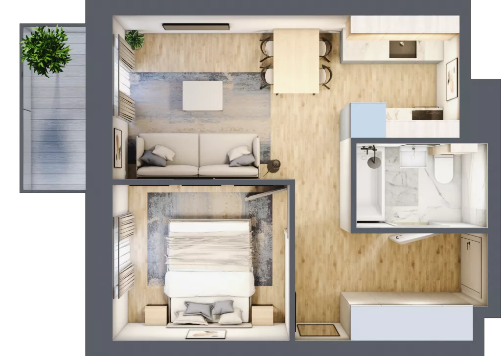 2 pokoje, mieszkanie 33,19 m², piętro 3, oferta nr 03.5.M08, Mieszczańska Park, Wrocław, Nadodrze, ul. Dmowskiego