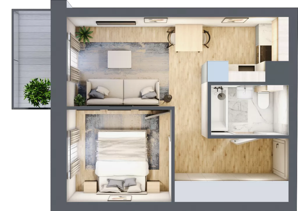 2 pokoje, mieszkanie 32,52 m², piętro 3, oferta nr 03.5.M11, Mieszczańska Park, Wrocław, Nadodrze, ul. Dmowskiego