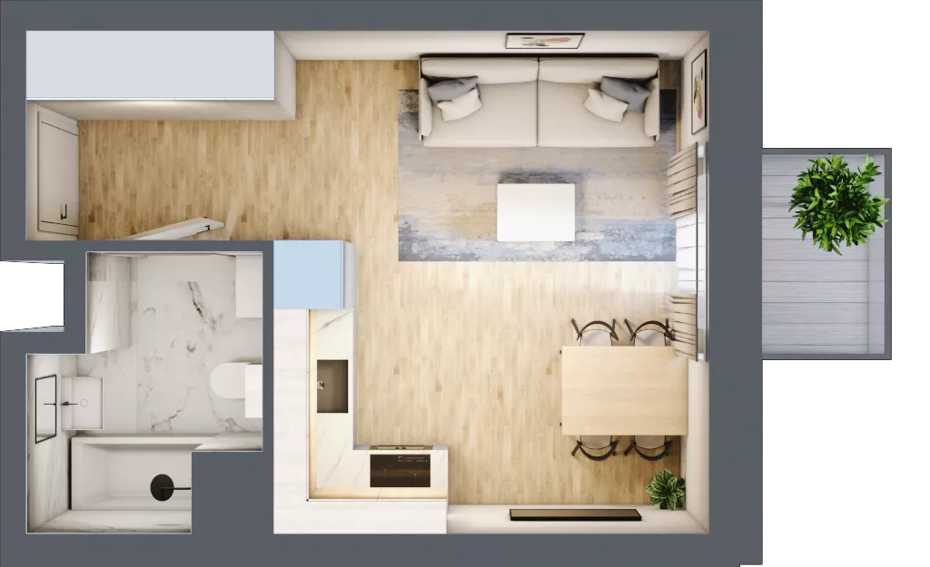 1 pokój, mieszkanie 25,13 m², piętro 3, oferta nr 03.6.M03, Mieszczańska Park, Wrocław, Nadodrze, ul. Dmowskiego