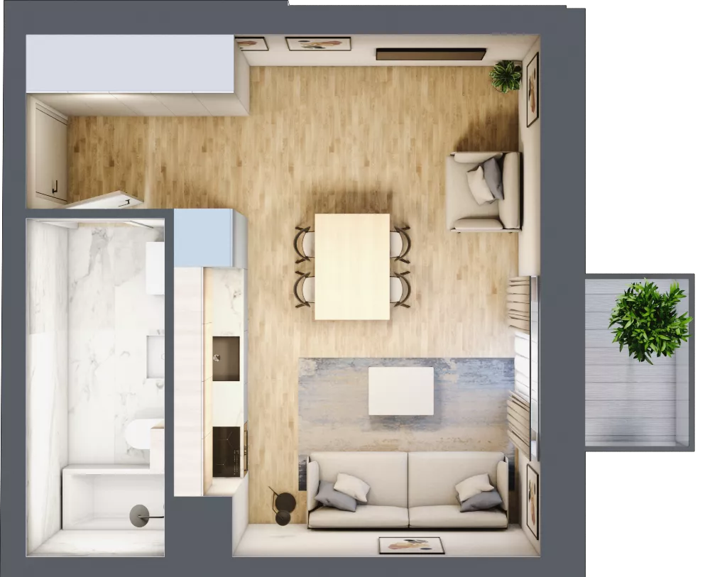 1 pokój, mieszkanie 27,66 m², piętro 3, oferta nr 03.6.M04, Mieszczańska Park, Wrocław, Nadodrze, ul. Dmowskiego