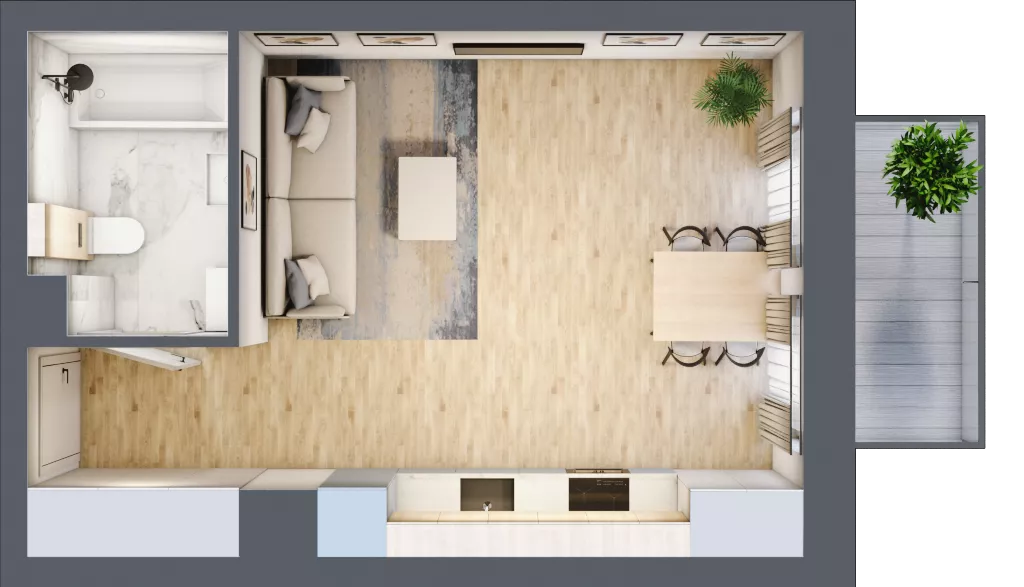 1 pokój, mieszkanie 29,93 m², piętro 4, oferta nr 04.1.M02, Mieszczańska Park, Wrocław, Nadodrze, ul. Dmowskiego