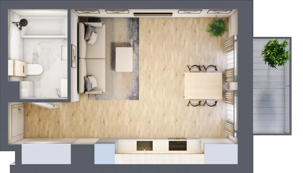 1 pokój, mieszkanie 29,69 m², piętro 4, oferta nr 04.1.M04, Mieszczańska Park, Wrocław, Nadodrze, ul. Dmowskiego