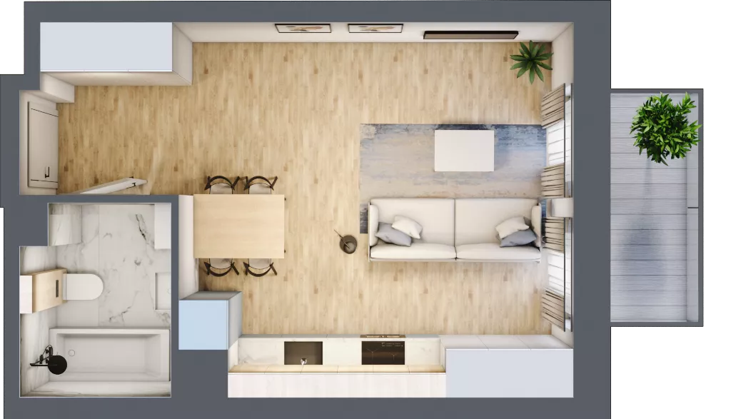 1 pokój, mieszkanie 29,79 m², piętro 4, oferta nr 04.1.M05, Mieszczańska Park, Wrocław, Nadodrze, ul. Dmowskiego