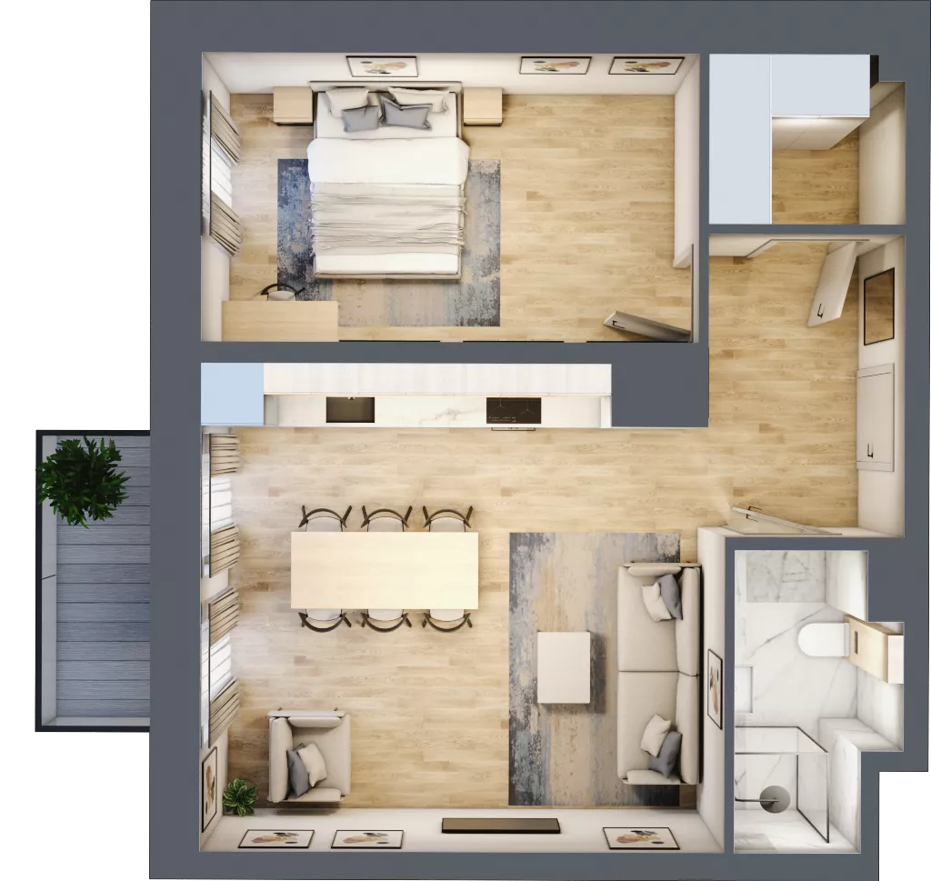 2 pokoje, mieszkanie 50,92 m², piętro 4, oferta nr 04.1.M11, Mieszczańska Park, Wrocław, Nadodrze, ul. Dmowskiego