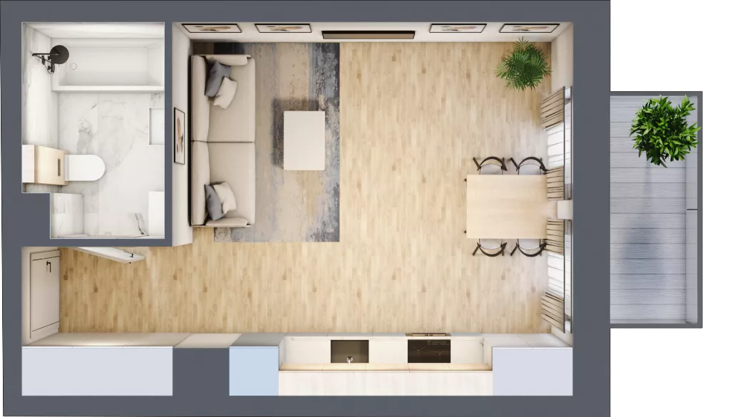 1 pokój, mieszkanie 29,91 m², piętro 4, oferta nr 04.2.M02, Mieszczańska Park, Wrocław, Nadodrze, ul. Dmowskiego