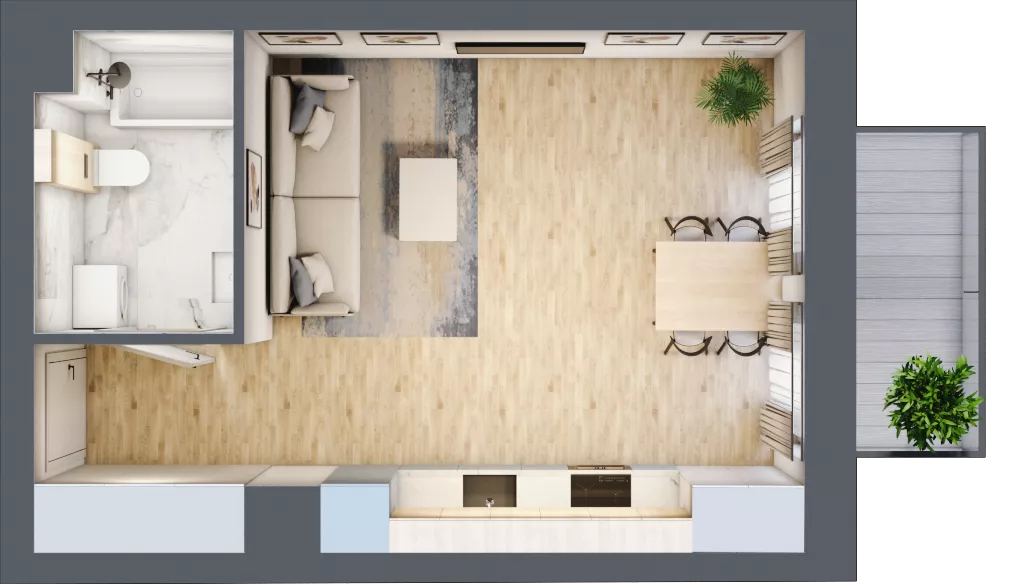 1 pokój, mieszkanie 29,96 m², piętro 4, oferta nr 04.2.M04, Mieszczańska Park, Wrocław, Nadodrze, ul. Dmowskiego